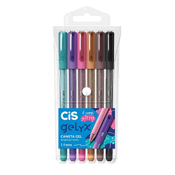 Caneta Gelyx Glitter 6 cores Cis