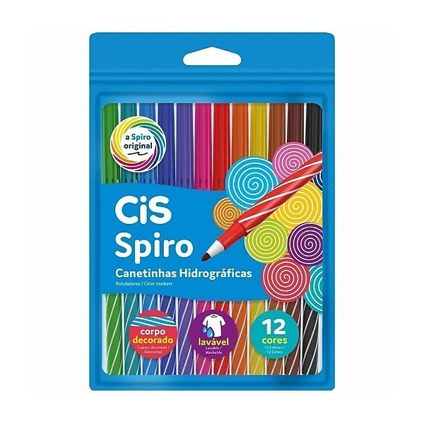 Caneta Hidrocor Spiro 12 cores Cis
