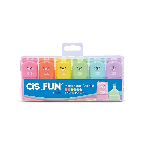 Marca Texto Fun Mini Pastel 6 cores Cis