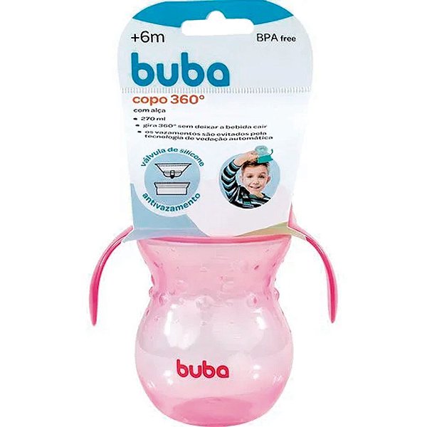 Copo de Treinamento 360 Bebê - com Alça - 270ml - Azul - Buba