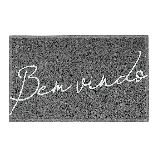 CAPACHO VINIL LIGHT 2.0 BEM VINDO CINZA KAPAZI 40CM X 60CM