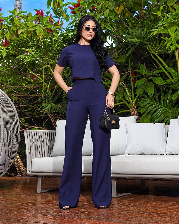 Conjunto de Calça Alfaiataria Azul Marinho