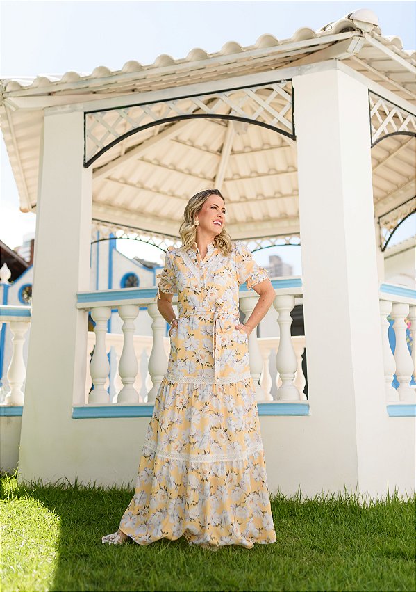 Vestido Rosas Amarelo