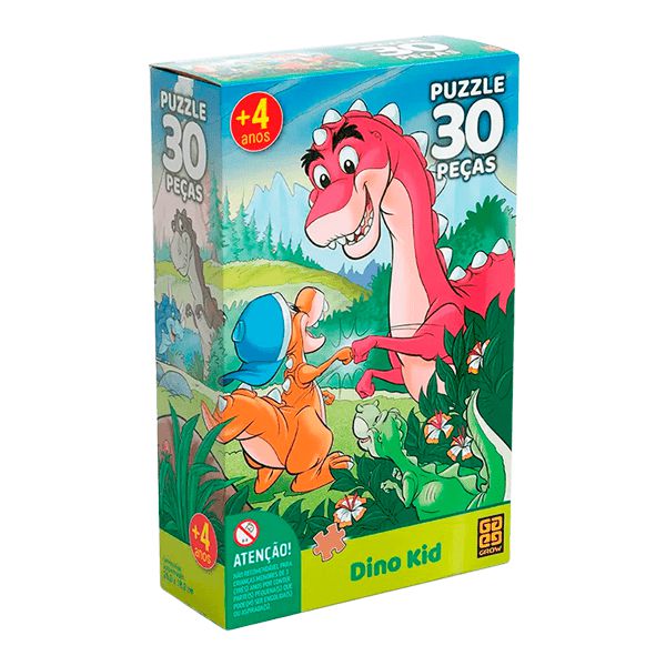 Quebra-Cabeça Dino Kid 30 Peças Infantil Grow
