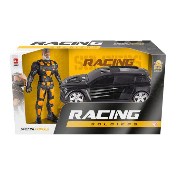 Carrinho + Boneco Racing Soldiers BS Toys