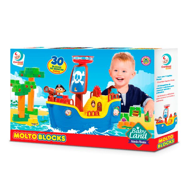 Navio Pirata Baby Land Molto Blocks com 30 peças Cardoso