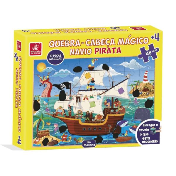 Quebra cabeça mágico navio pirata 48 peças Brincadeira de Criança