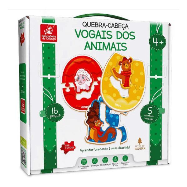 Quebra-Cabeça Vogais dos Animais Brincadeira de Criança