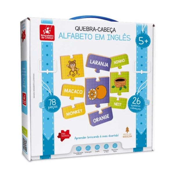 Quebra-Cabeça Alfabeto em Inglês Brincadeira de Criança
