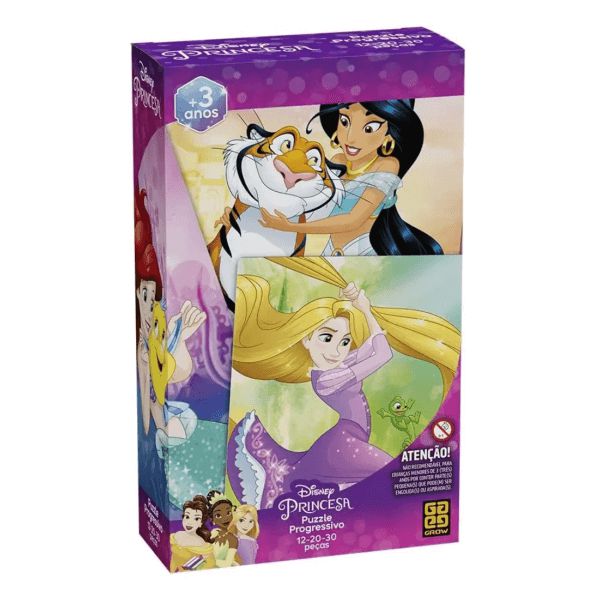 Quebra-Cabeça Progressivo Princesas 12/20/30 Peças Grow