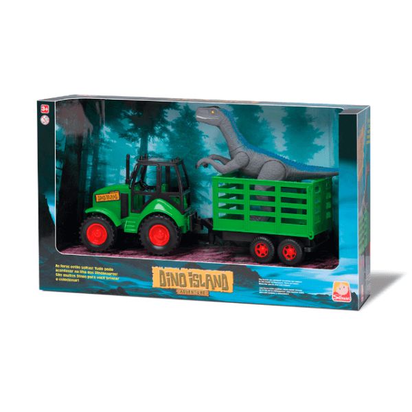 Dinossauro Dino Island Adventure com Trator Silmar