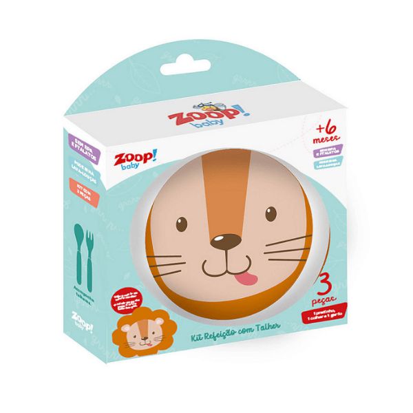 Kit Refeição com Talher 3 Peças Leãozinho Zoop Toys