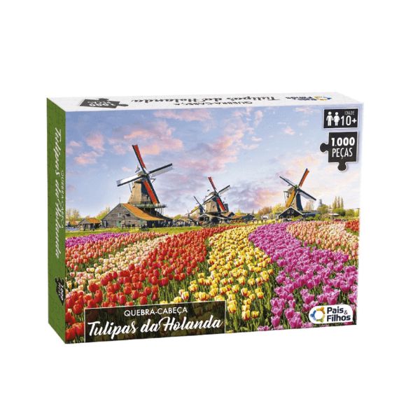 Quebra-Cabeça Tulipas da Holanda 1000 Peças Pais e Filhos