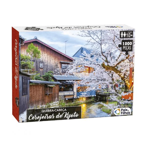 Quebra-Cabeça Cerejeiras de Kyoto 1000 Peças Pais e Filhos