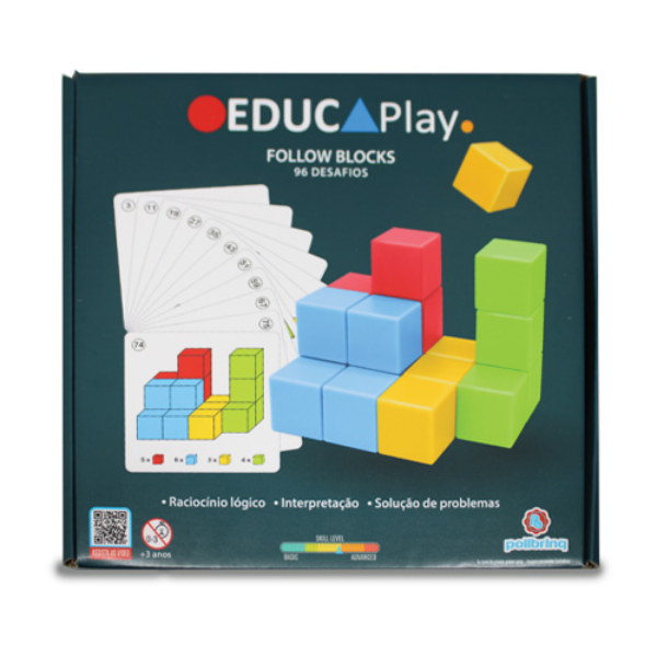 Follow Blocks Jogo Educativo em Madeira Polibrinq