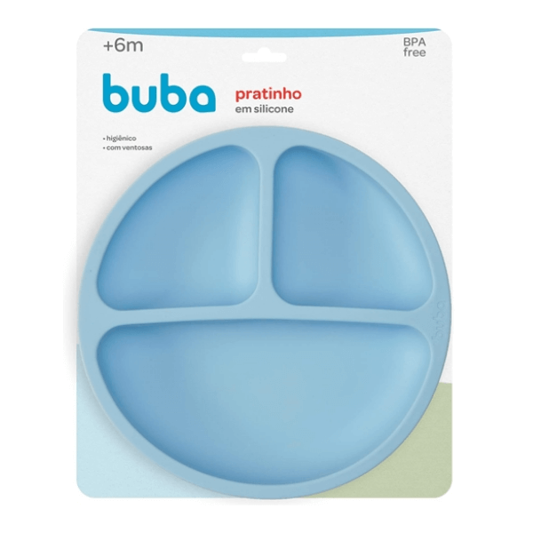 Pratinho em Silicone com Ventosas Azul Buba