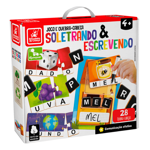 Jogo e Quebra-Cabeça Soletrando e Escrevendo Montessoriano Brincadeira de Criança