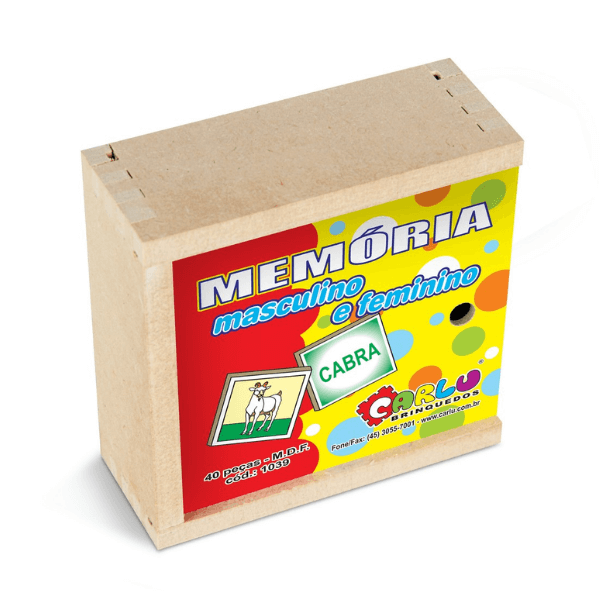 Jogo da Memória Masculino e Feminino MDF 40 Peças Carlu