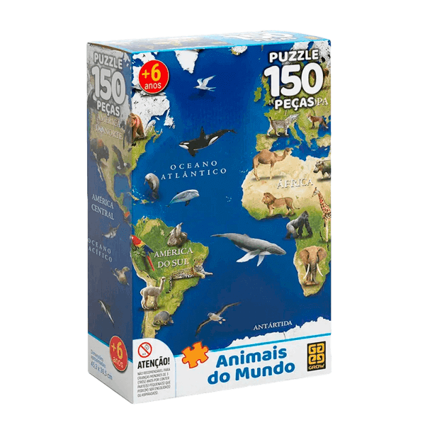 Quebra-Cabeça 150 Peças Animais do Mundo Grow