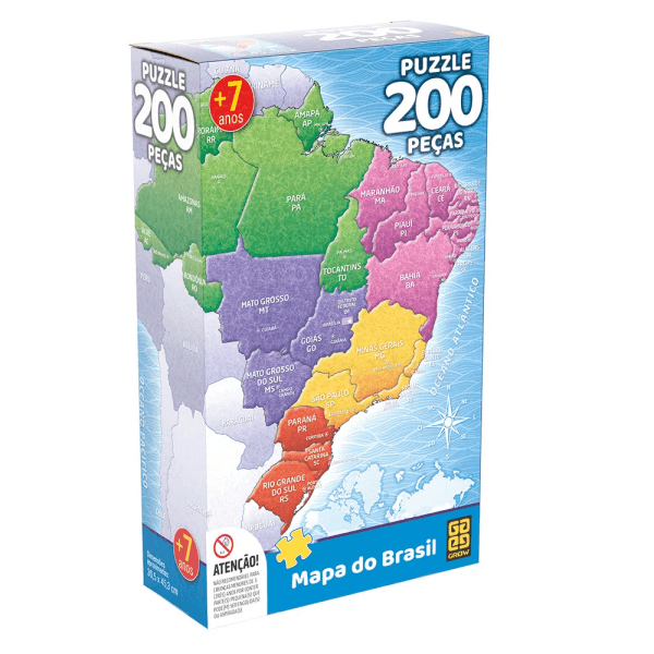 Quebra-Cabeça 200 Peças Mapa do Brasil Grow
