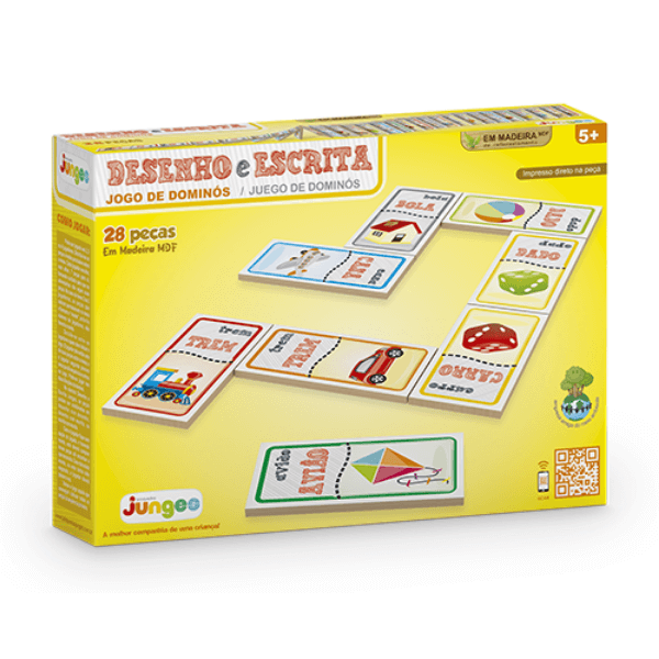 Jogo de Dominó Desenho e Escrita Caixa de Papelão Junges