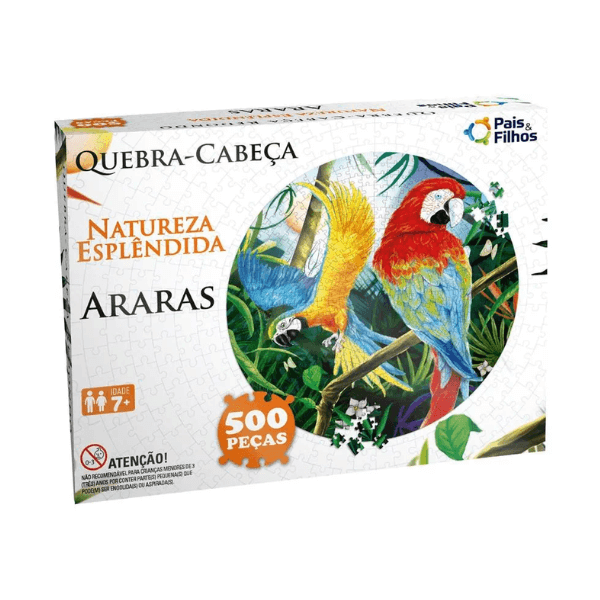 Quebra-Cabeças Redondo Araras 500 Peças Pais e Filhos