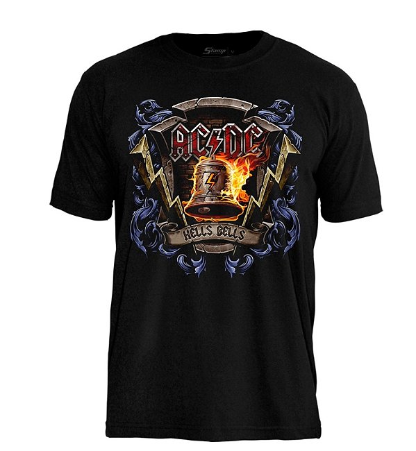 Camisetas preta rock ACDC - Hells Bells