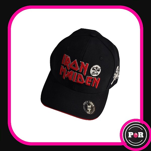 Boné rock bordado vermelho  Iron Maiden