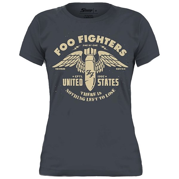 Camiseta Babylook preta Rock Foo Fighters