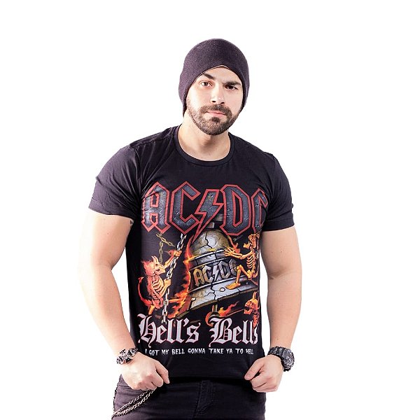 Camiseta preta rock banda ACDC