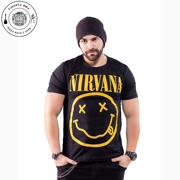 CAMISETA PRETA ROCK BANDA NIRVANA