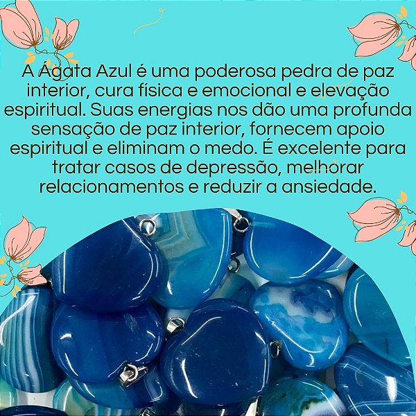 Pingente pedra Ágata azul