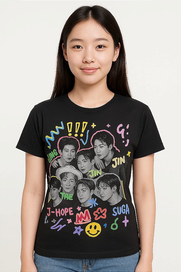 Camiseta BTS preta Kpop