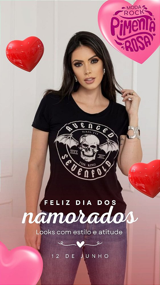 Babylook preta banda Avenged Rock caviar