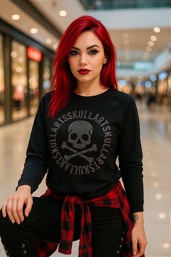 Blusa moletinho skull alfabeto brilho