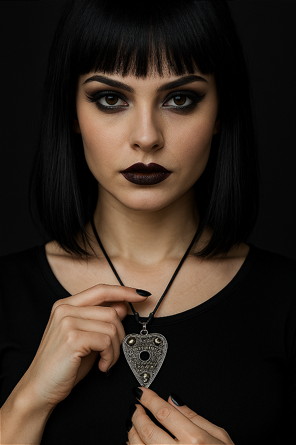 Pingente Ouija gótica com cordão encerado