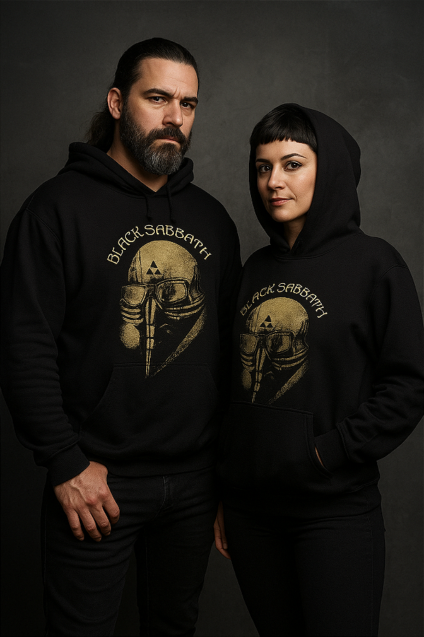 Moletom preto com capuz Black Sabbath