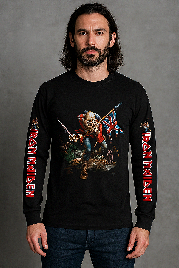 Camiseta Manga Longa Iron Maiden The Trooper