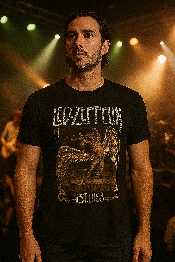 Camiseta preta Rock banda Led Zepelim