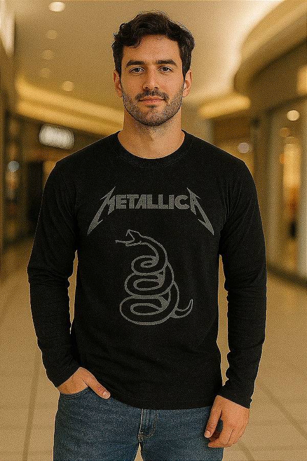 Camiseta Manga Longa Metallica Black Album