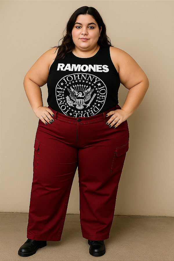 Calça pantalona marsala
