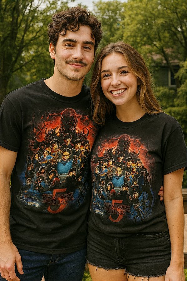 Camiseta Stranger Fingers Temporada 5 Preta