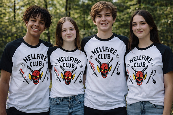 Camiseta Hell Fire branca unissex