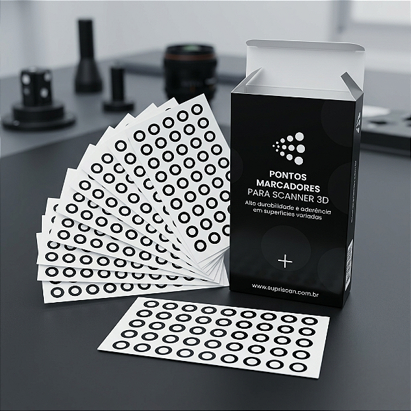 Pontos Marcadores Adesivos Branco Fosco 6mm - 1000 pontos. Scanners 3D: RVS3D / GOM / ZEISS