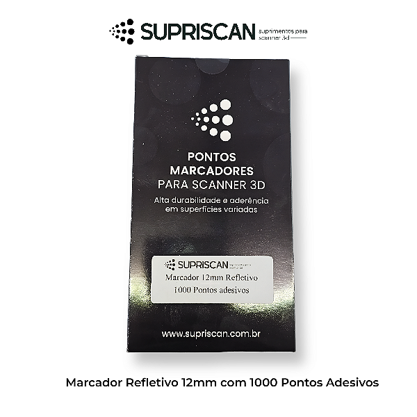 Marcadores Adesivos Refletivos para Scanner 3D 12mm 1000 unidades