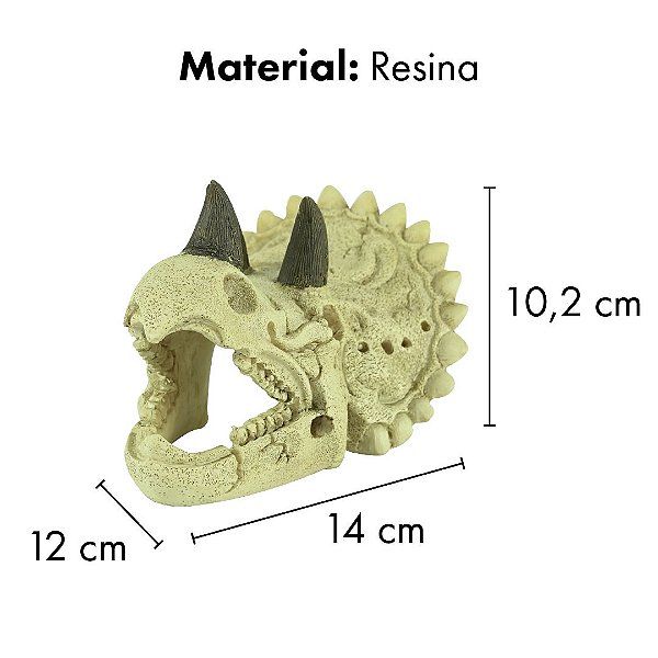 ENFEITE DE RESINA SOMA ESQUELETO CABECA DE TRICERATOPS PQ