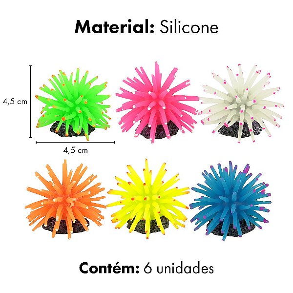 Enfeite De Silicone Soma Anemona Sortida 4,5 Cm(6 Un)