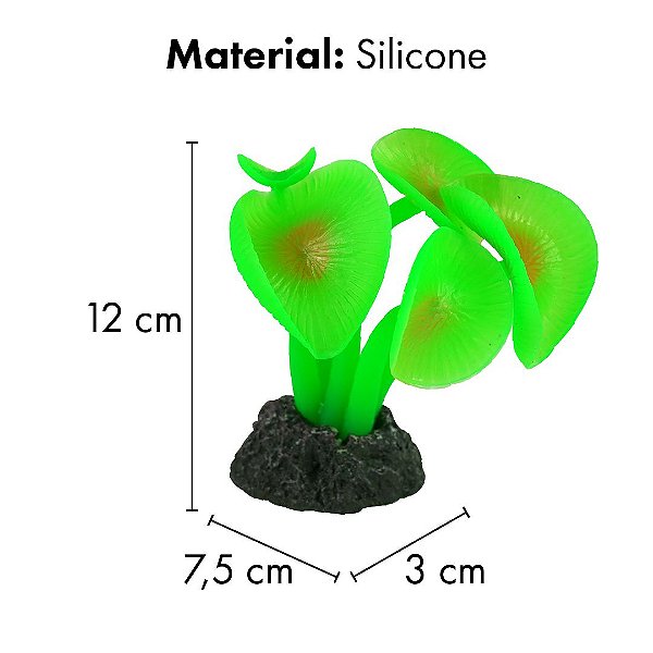 ENFEITE DE SILICONE SOMA CORAL MUSHROOM LONG STEM VERDE
