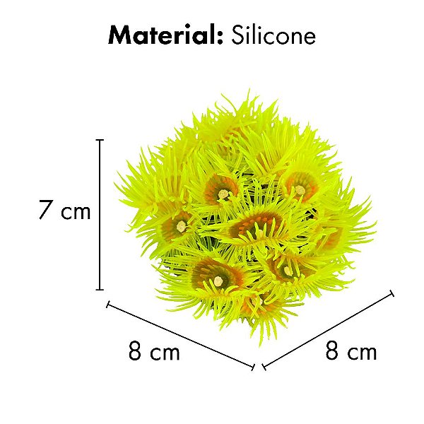 ENFEITE DE SILICONE SOMA CORAL ZOANTHUS AMARELO 04