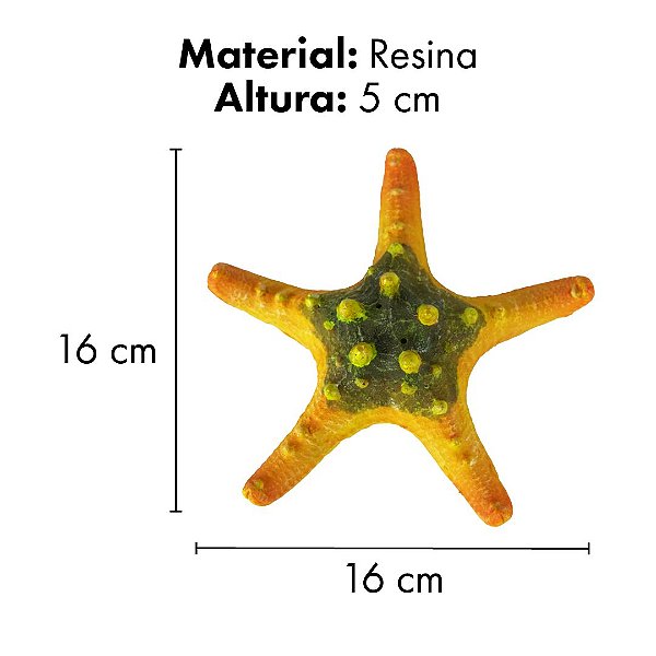 ENFEITE DE RESINA SOMA INVERTEBRADO ESTRELA DO MAR LARANJA 04